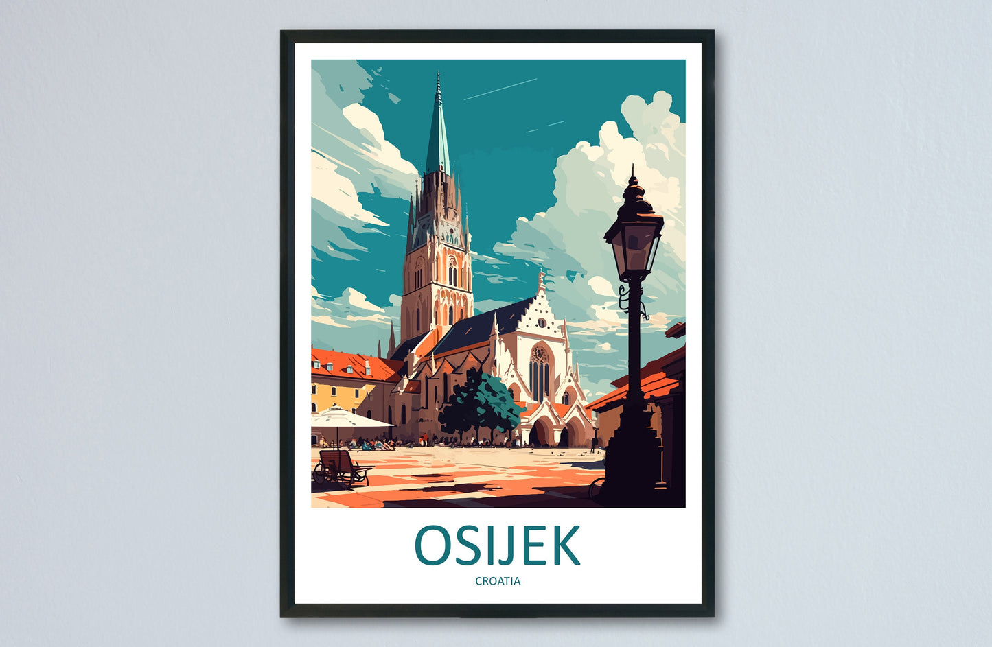Osijek Travel Print Wall Art Osijek Wall Hanging Home Décor Osijek Gift Art Lovers Croatia Art Lover Gift Osijek Travel Poster Wall Art
