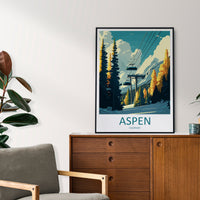 Aspen Travel Print Wall Art Aspen Wall Hanging Home Décor Aspen Gift Art Lovers Ski Art Lover Gift Aspen Print Skiing Aspen Ski Art Poster