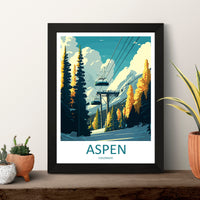 Aspen Travel Print Wall Art Aspen Wall Hanging Home Décor Aspen Gift Art Lovers Ski Art Lover Gift Aspen Print Skiing Aspen Ski Art Poster