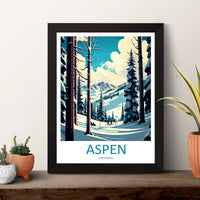 Aspen Travel Print Wall Art Aspen Wall Hanging Home Décor Aspen Gift Art Lovers Ski Art Lover Gift Aspen Print Skiing Aspen Ski Art Poster