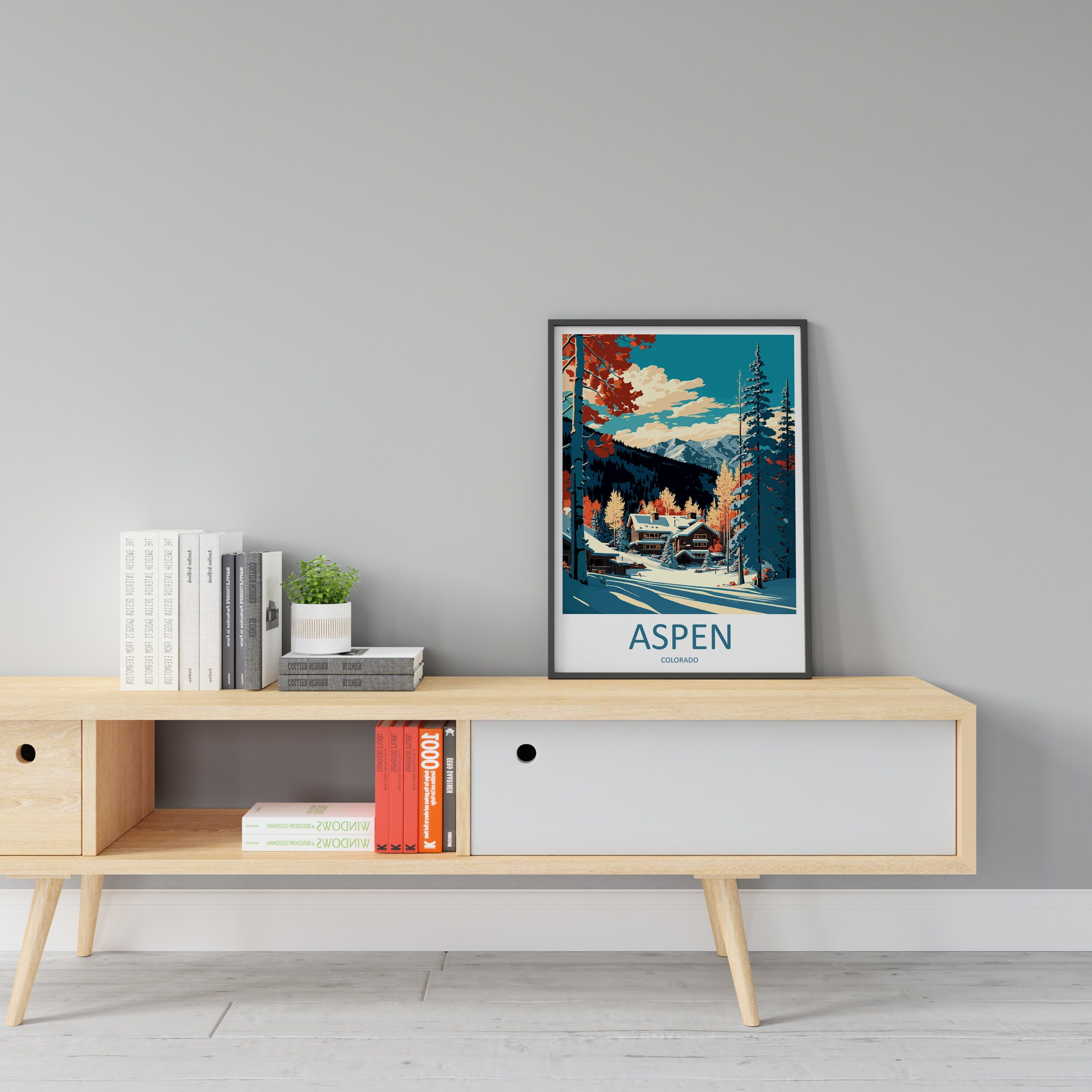 Aspen Travel Print Wall Art Aspen Wall Hanging Home Décor Aspen Gift Art Lovers Ski Art Lover Gift Aspen Print Skiing Aspen Ski Art Poster