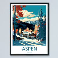 Aspen Travel Print Wall Art Aspen Wall Hanging Home Décor Aspen Gift Art Lovers Ski Art Lover Gift Aspen Print Skiing Aspen Ski Art Poster