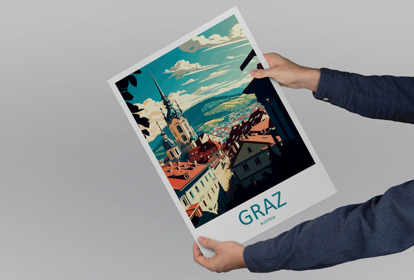 Graz Travel Print Wall Art Graz Wall Hanging Home Décor Graz Gift Art Lovers Austria Art Lover Gift Graz Travel Poster Graz Wall Poster