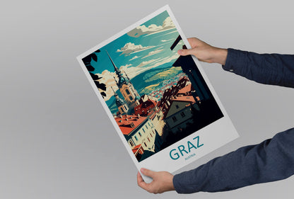 Graz Travel Print Wall Art Graz Wall Hanging Home Décor Graz Gift Art Lovers Austria Art Lover Gift Graz Travel Poster Graz Wall Poster