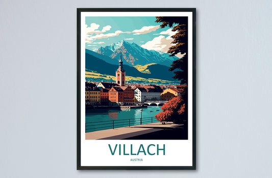 Villach Travel Print Wall Art Villach Wall Hanging Home Décor Villach Gift Art Lovers Austria Art Lover Gift Villach Travel Poster