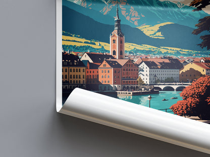 Villach Travel Print Wall Art Villach Wall Hanging Home Décor Villach Gift Art Lovers Austria Art Lover Gift Villach Travel Poster