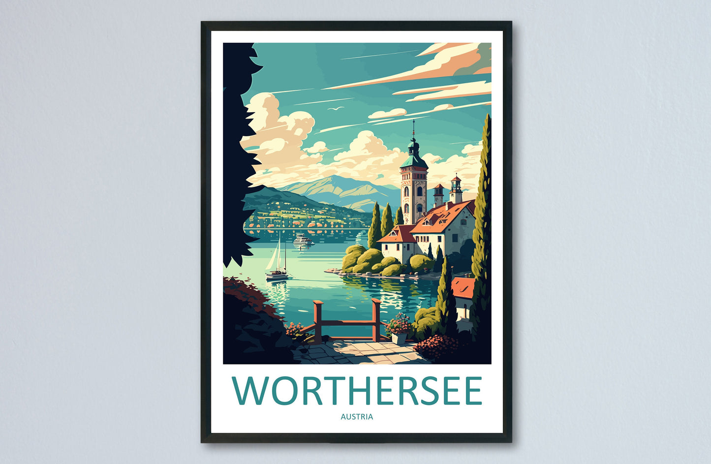 Worthersee Travel Print Wall Art Worthersee Wall Hanging Home Décor Worthersee Gift Art Lovers Austria Art Lover Gift Worthersee