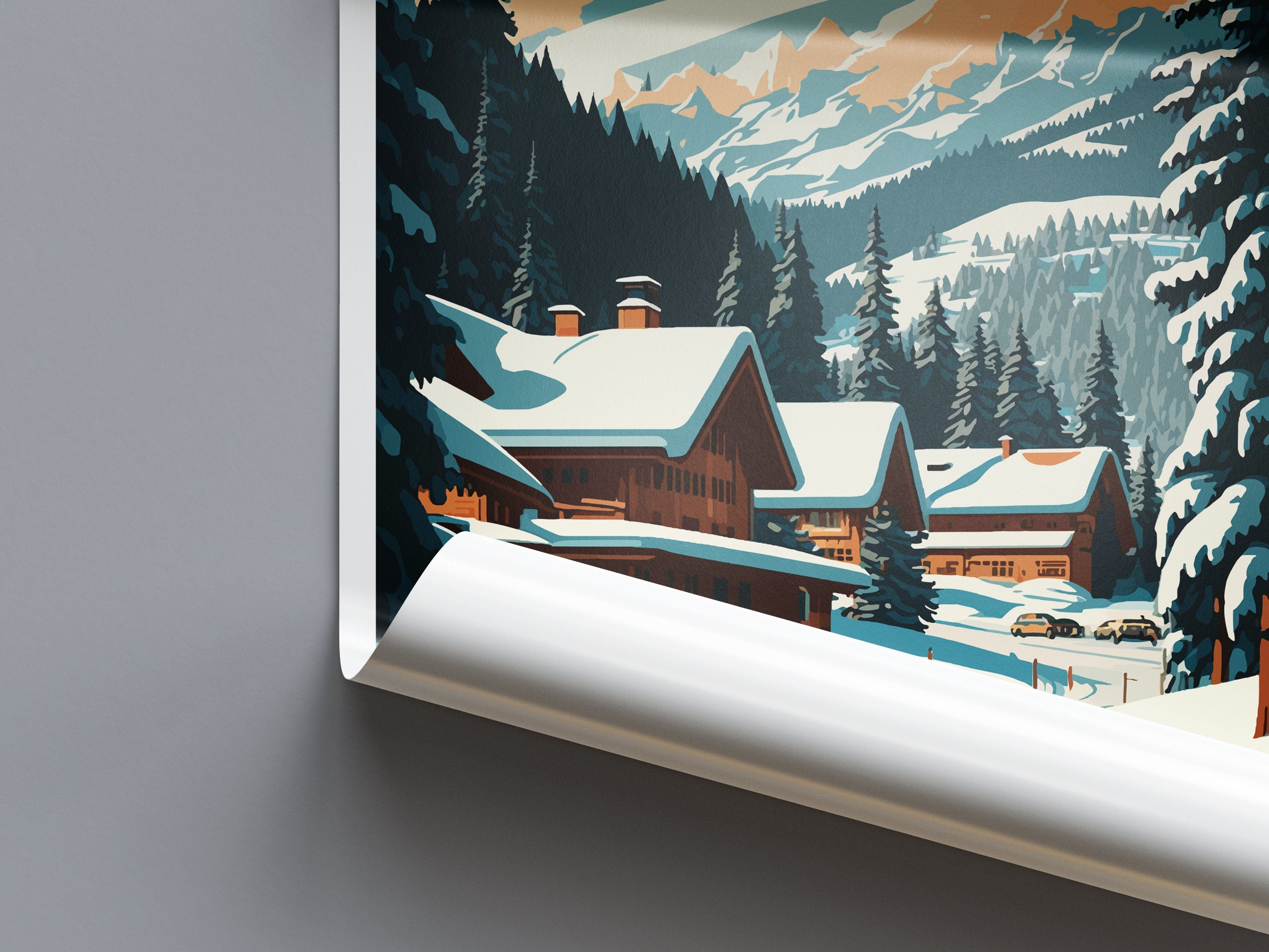Gstaad Travel Print Wall Art Gstaad Wall Hanging Home Décor Gstaad Gift Art Lovers Ski Art Lover Gift Gstaad Print Skiing Print Swiss Poster
