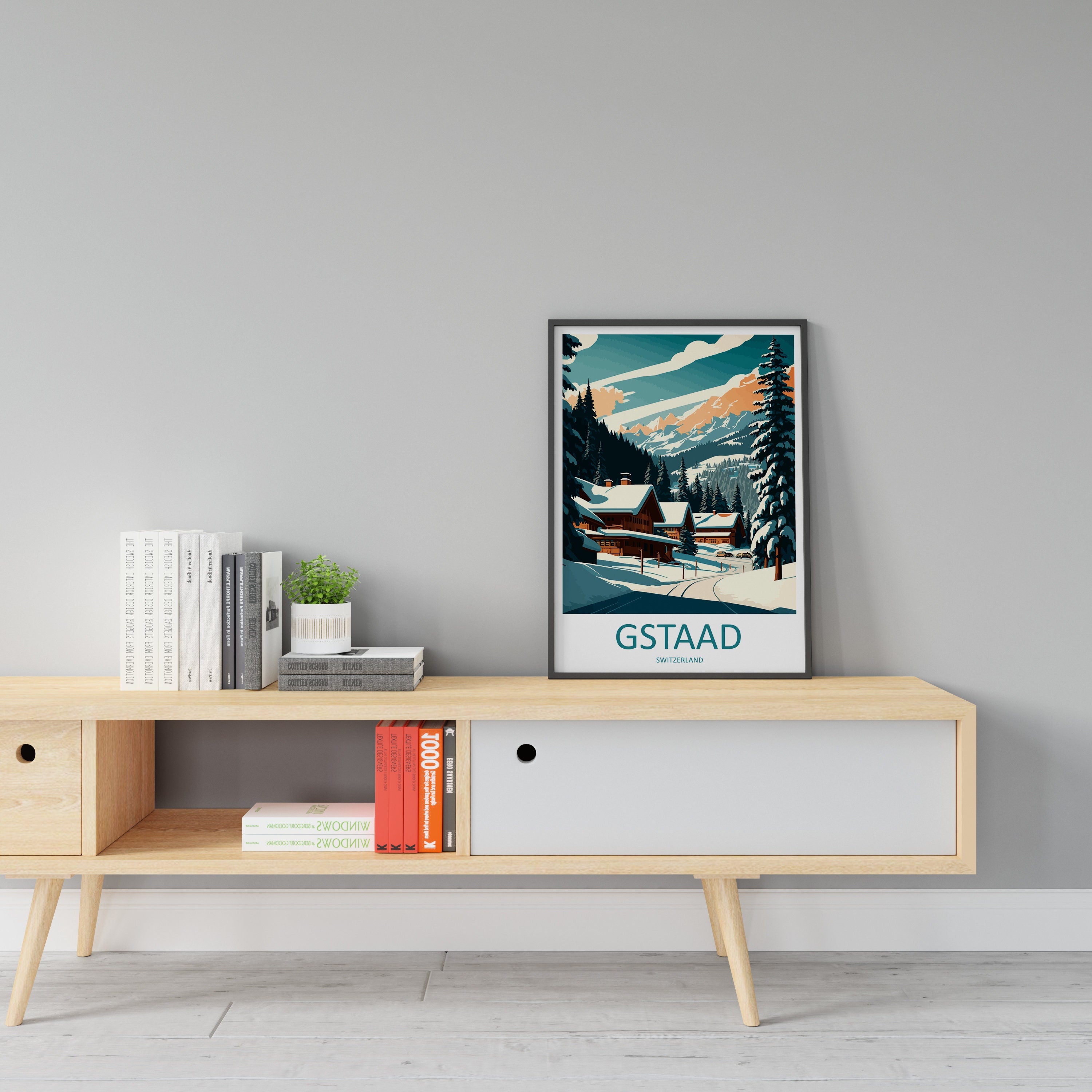 Gstaad Travel Print Wall Art Gstaad Wall Hanging Home Décor Gstaad Gift Art Lovers Ski Art Lover Gift Gstaad Print Skiing Print Swiss Poster