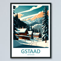 Gstaad Travel Print Wall Art Gstaad Wall Hanging Home Décor Gstaad Gift Art Lovers Ski Art Lover Gift Gstaad Print Skiing Print Swiss Poster