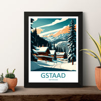 Gstaad Travel Print Wall Art Gstaad Wall Hanging Home Décor Gstaad Gift Art Lovers Ski Art Lover Gift Gstaad Print Skiing Print Swiss Poster