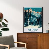 Gstaad Travel Print Wall Art Gstaad Wall Hanging Home Décor Gstaad Gift Art Lovers Ski Art Lover Gift Gstaad Print Skiing Print Swiss Poster