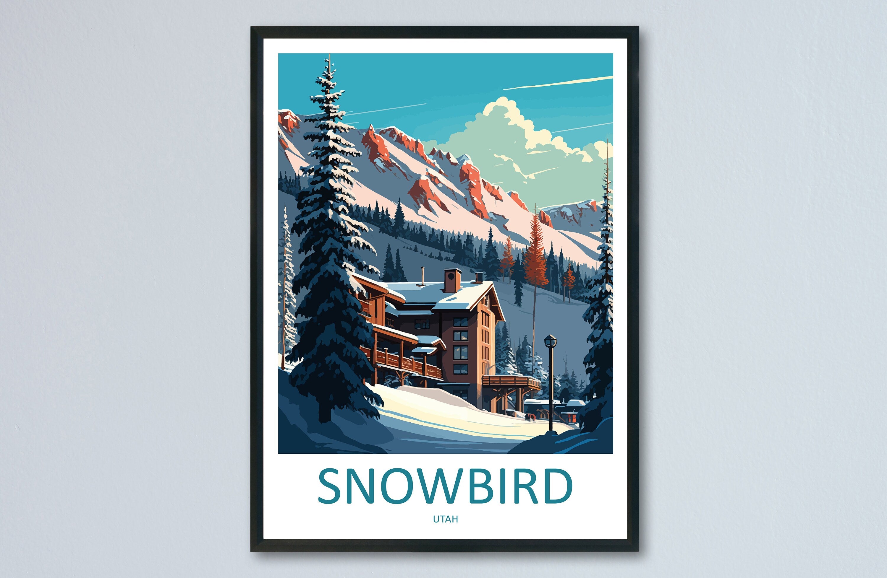Snowbird Travel Print Wall Art Snowbird Wall Hanging Home Décor Snowbird Gift Art Lovers Ski Art Lover Gift Snowbird Print Skiing Print