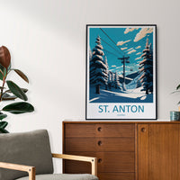 St. Anton Travel Print Wall Art St. Anton Wall Hanging Home Décor St. Anton Gift Art Lovers Ski Art Lover Gift St. Anton Print Skiing Print