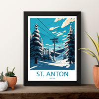 St. Anton Travel Print Wall Art St. Anton Wall Hanging Home Décor St. Anton Gift Art Lovers Ski Art Lover Gift St. Anton Print Skiing Print