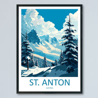 St. Anton Travel Print Wall Art St. Anton Wall Hanging Home Décor St. Anton Gift Art Lovers Ski Art Lover Gift St. Anton Print Skiing Print