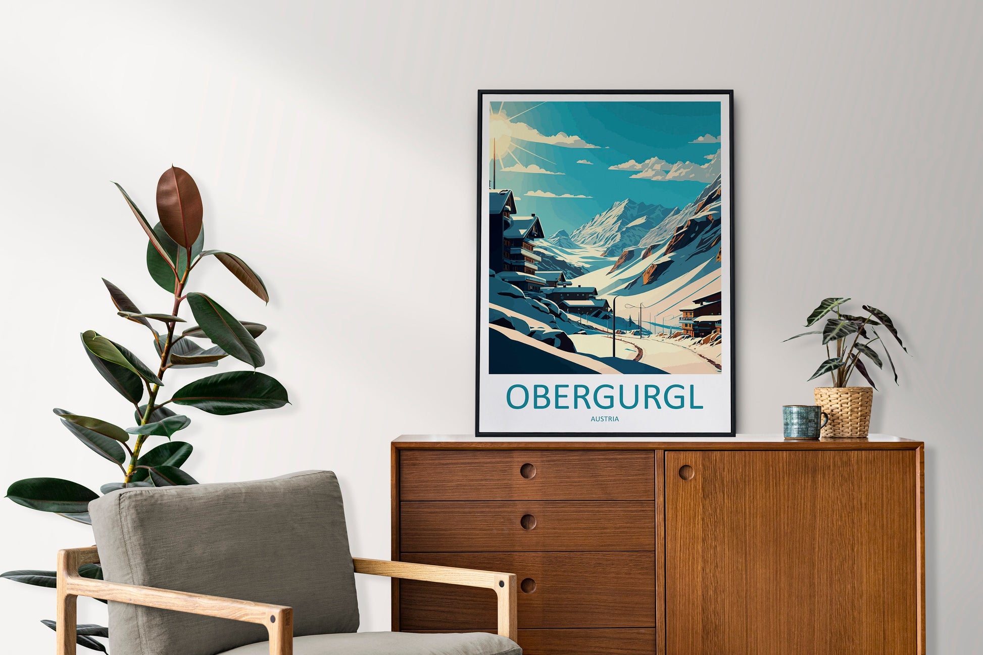 Obergurgl Travel Print Wall Art Obergurgl Wall Hanging Home Décor Obergurgl Gift Art Lovers Austria Art Lover Gift Obergurgl Travel Poster