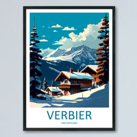 Verbier Travel Print Wall Art Verbier Wall Hanging Home Décor Verbier Gift Art Lovers Ski Art Lover Gift Verbier Print Skiing Art Poster