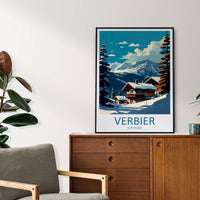 Verbier Travel Print Wall Art Verbier Wall Hanging Home Décor Verbier Gift Art Lovers Ski Art Lover Gift Verbier Print Skiing Art Poster