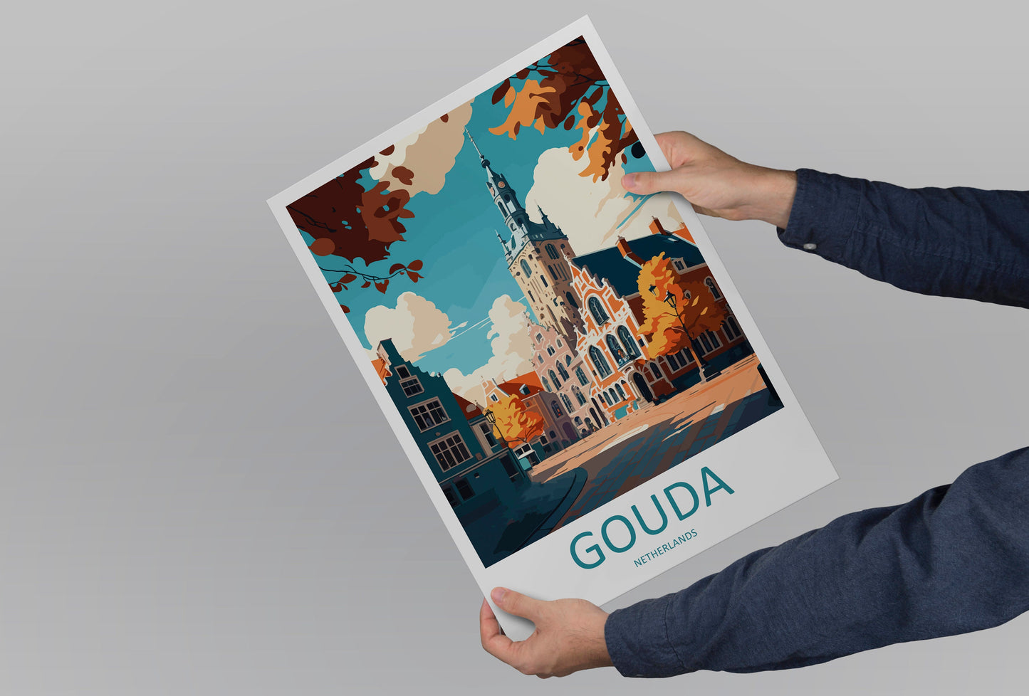Gouda Travel Print Wall Art Gouda Wall Hanging Home Décor Gouda Gift Art Lovers Netherlands Art Lover Gift Gouda Travel Art Poster