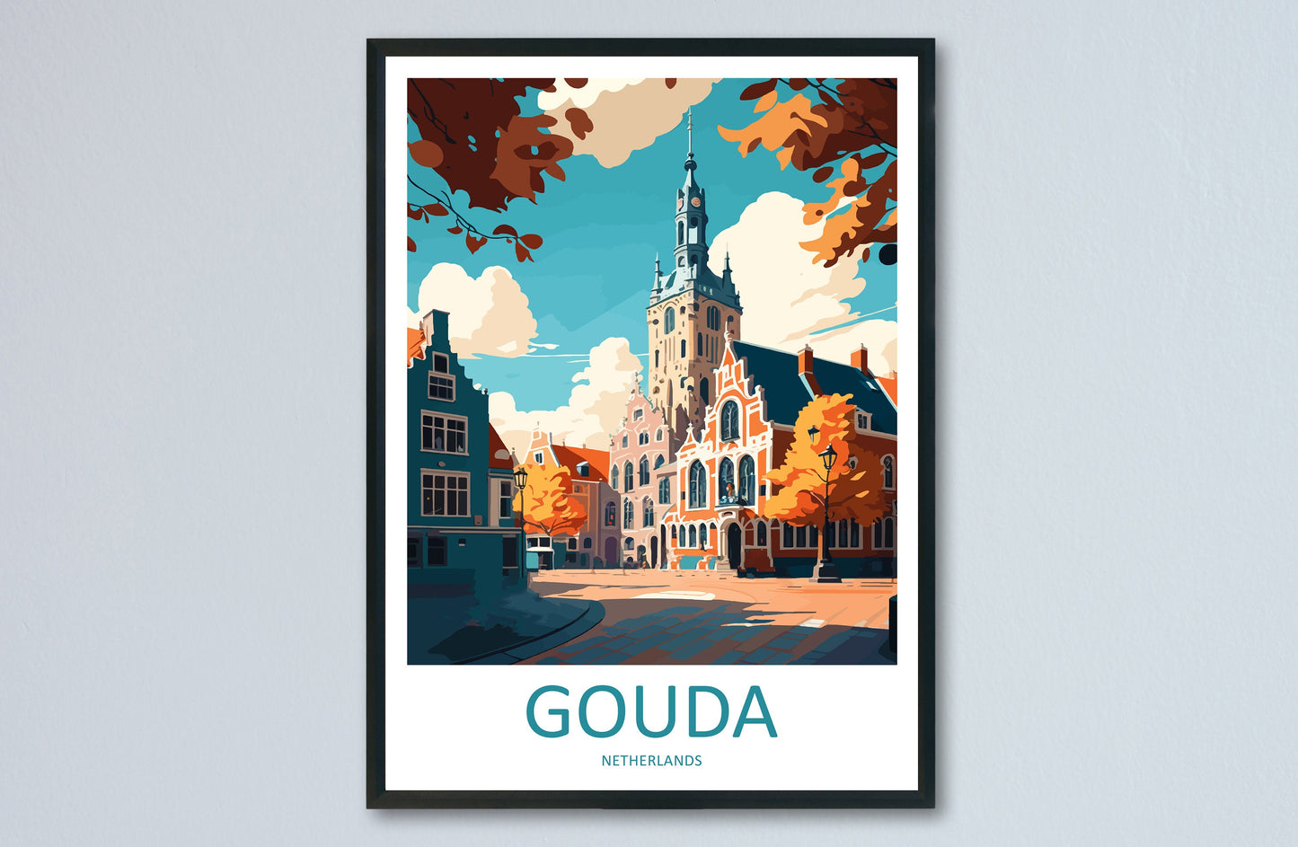 Gouda Travel Print Wall Art Gouda Wall Hanging Home Décor Gouda Gift Art Lovers Netherlands Art Lover Gift Gouda Travel Art Poster