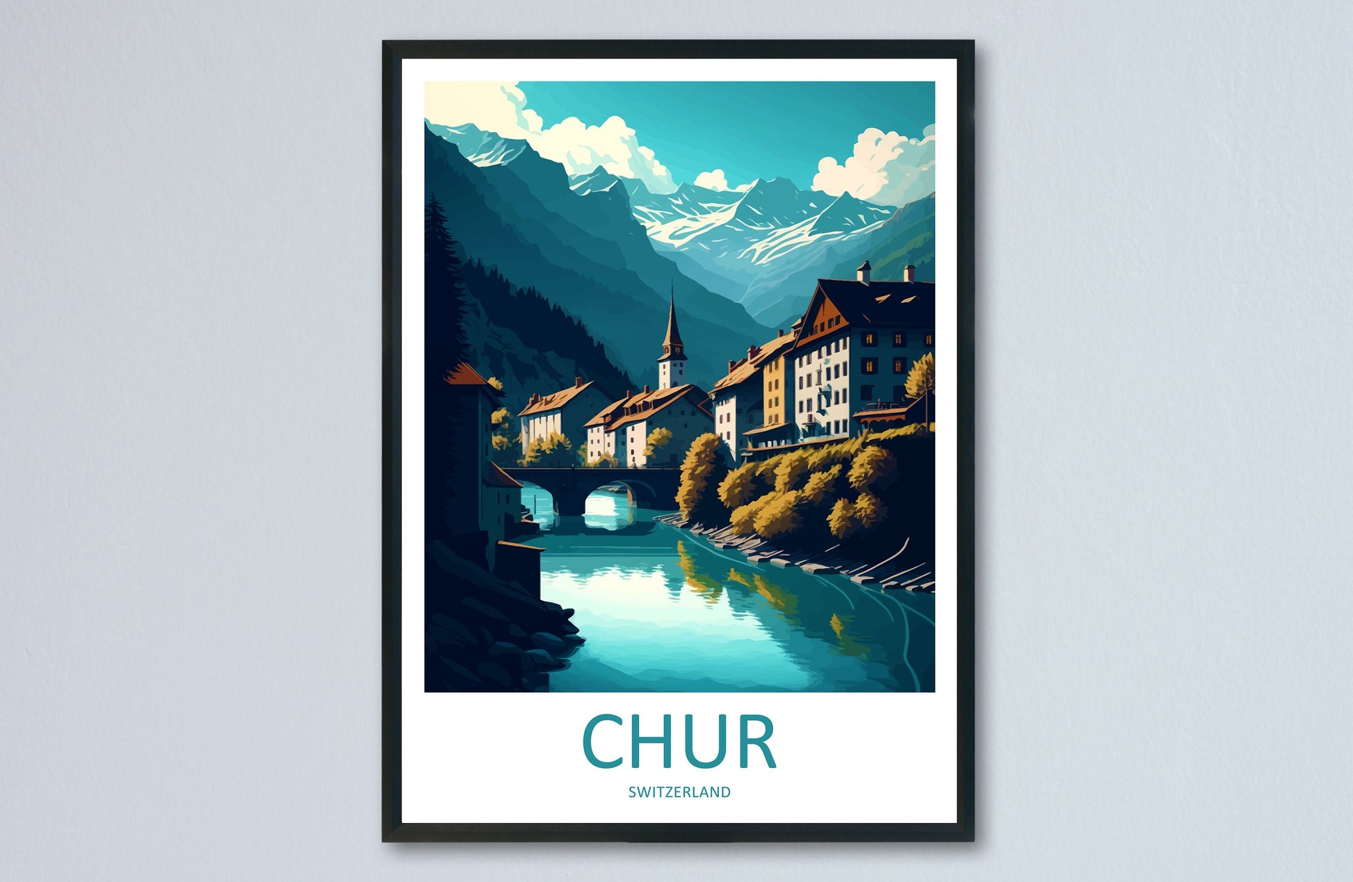 Chur Travel Print Wall Art Chur Wall Hanging Home Décor Chur Gift Art Lovers Switzerland Art Lover Gift Chur Travel Art
