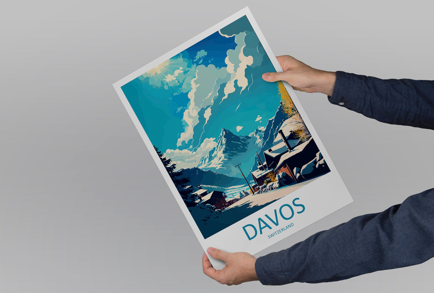 Davos Travel Print Wall Art Davos Wall Hanging Home Décor Davos Gift Art Lovers Switzerland Art Lover Gift Davos Travel Art