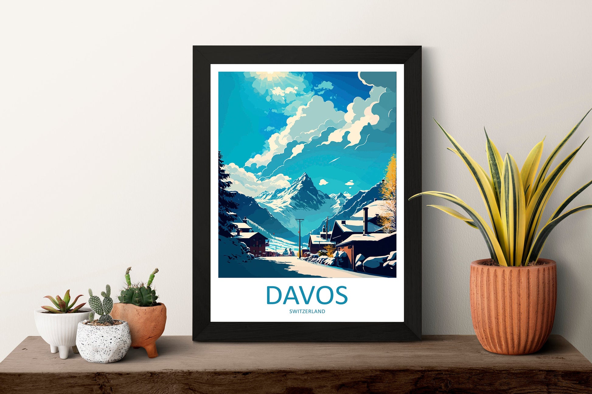 Davos Travel Print Wall Art Davos Wall Hanging Home Décor Davos Gift Art Lovers Switzerland Art Lover Gift Davos Travel Art