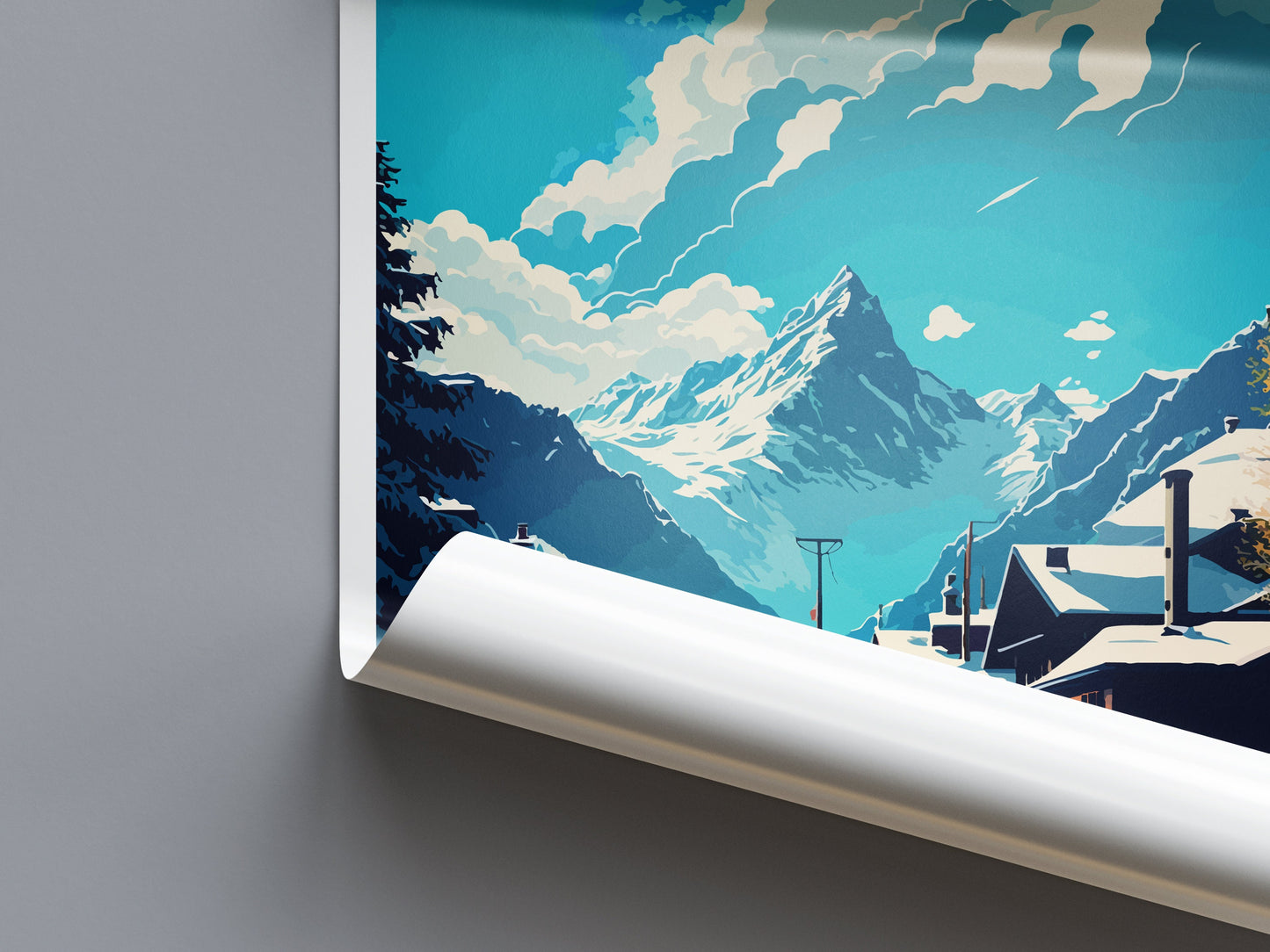 Davos Travel Print Wall Art Davos Wall Hanging Home Décor Davos Gift Art Lovers Switzerland Art Lover Gift Davos Travel Art