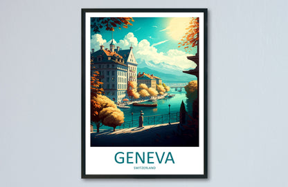 Geneva Travel Print Wall Art Geneva Wall Hanging Home Décor Geneva Gift Art Lovers Switzerland Art Lover Gift Geneva Travel Art