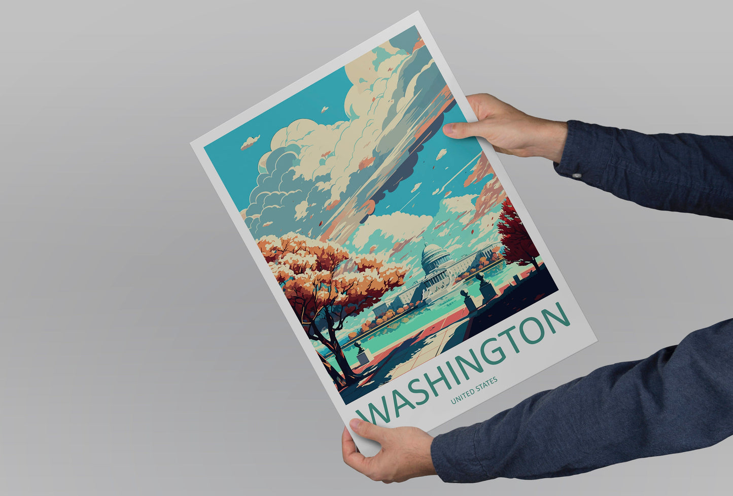 Washington DC Travel Print Wall Art Washington DC Wall Hanging Home Décor Washington DC Gift Art Lovers United States Art Lover Gift