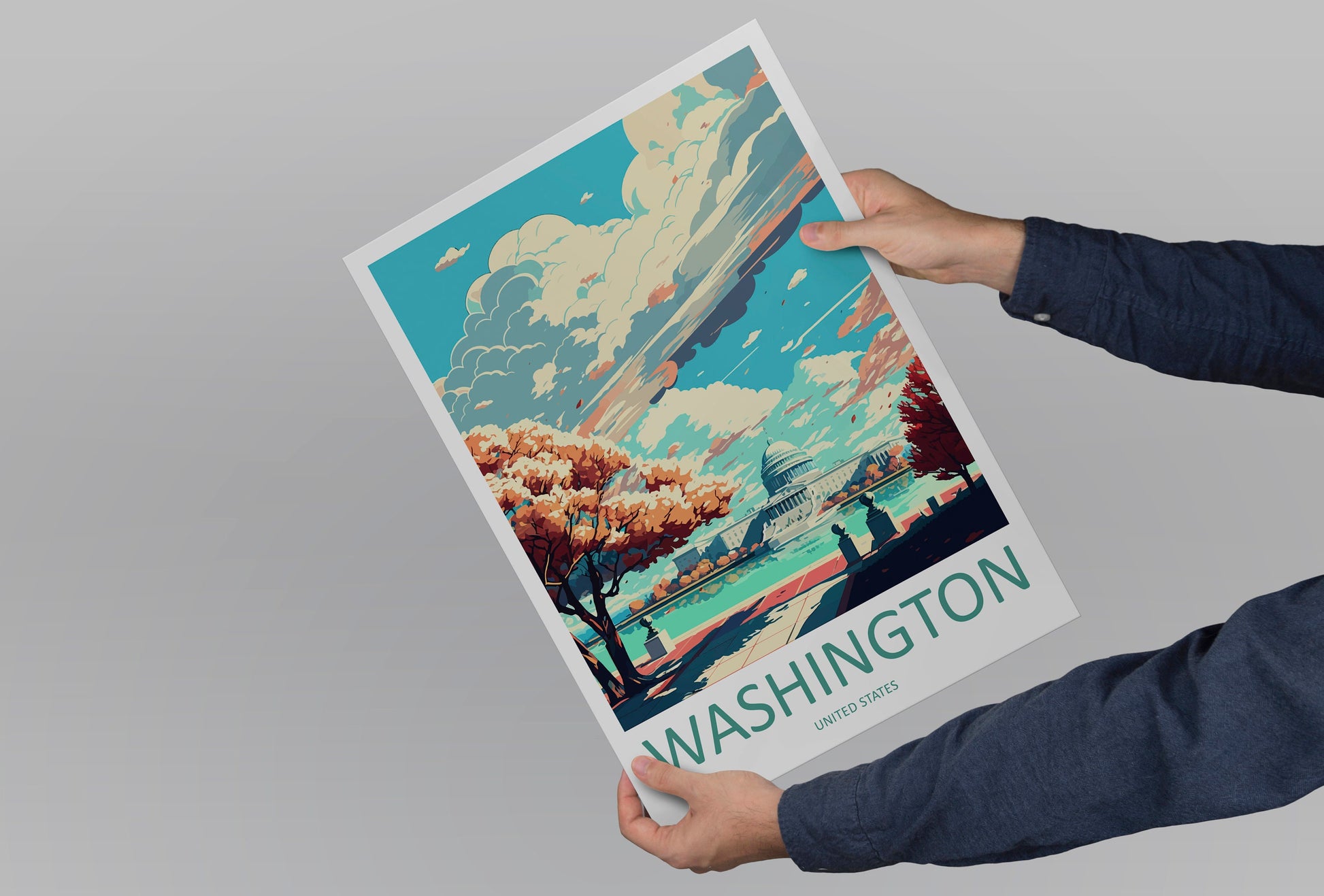 Washington DC Travel Print Wall Art Washington DC Wall Hanging Home Décor Washington DC Gift Art Lovers United States Art Lover Gift