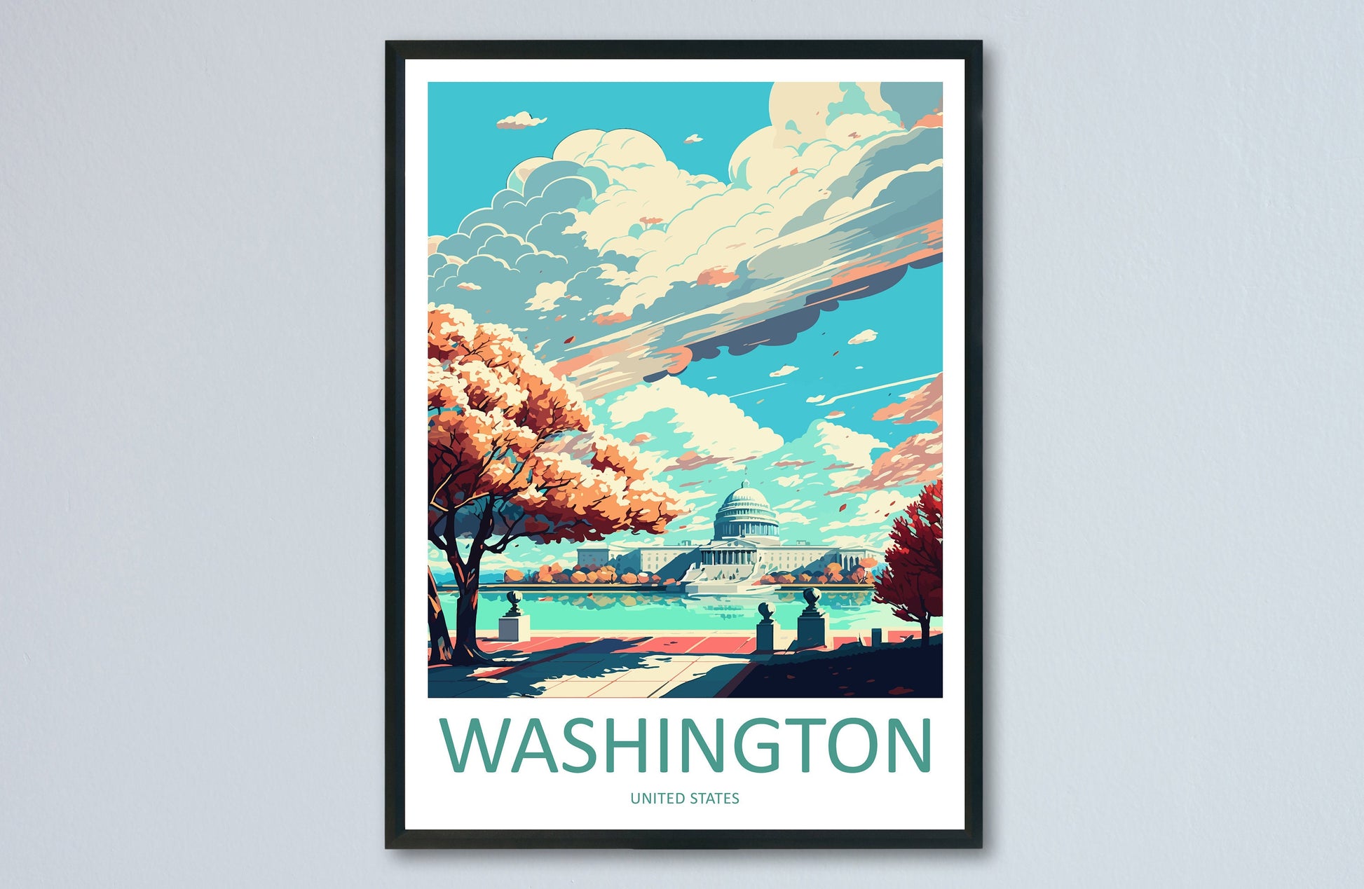 Washington DC Travel Print Wall Art Washington DC Wall Hanging Home Décor Washington DC Gift Art Lovers United States Art Lover Gift