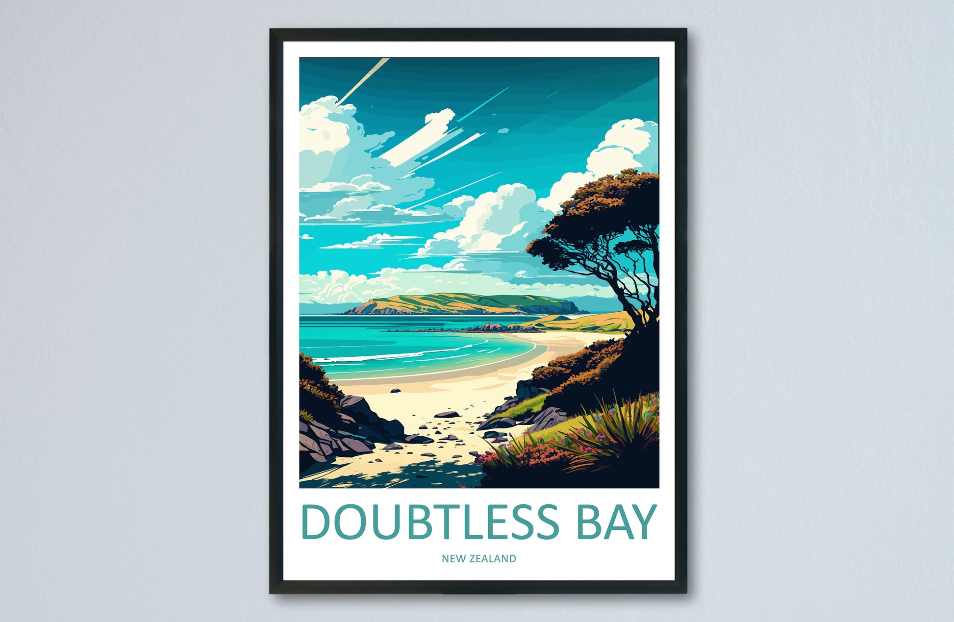 Doubtless Bay Travel Print Wall Art Doubtless Bay Wall Hanging Home Décor Doubtless Bay Gift Art Lovers New Zealand Art Lover Gift Print