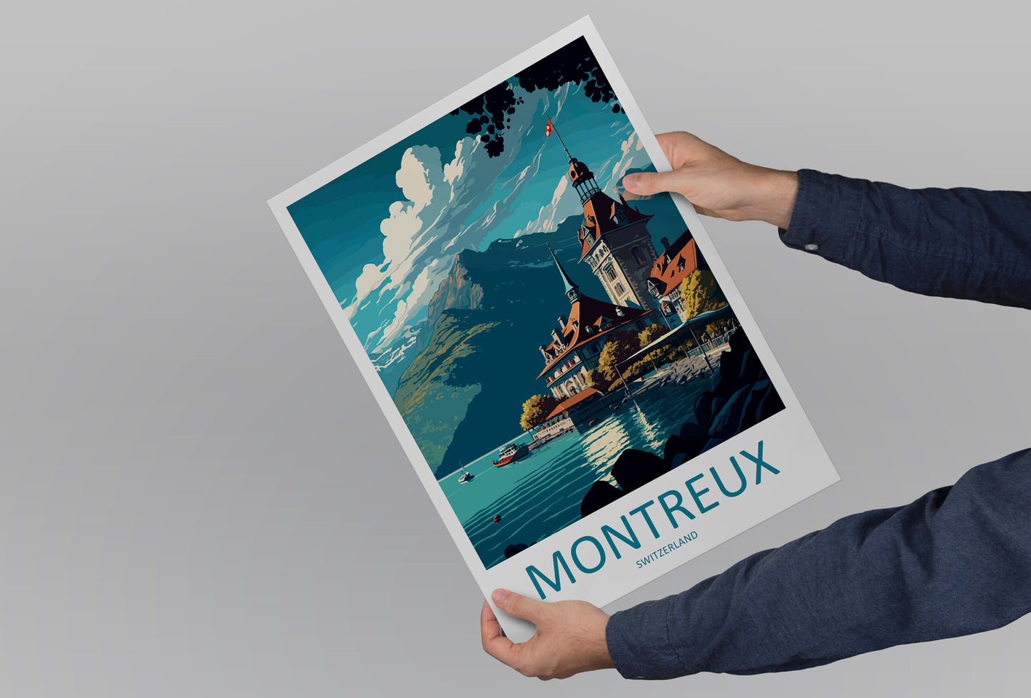 Montreux Travel Print Wall Art Montreux Wall Hanging Home Décor Montreux Gift Art Lovers Switzerland Art Lover Gift Montreux Travel Art