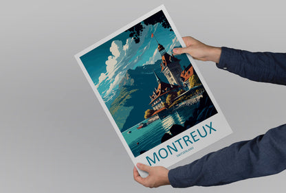 Montreux Travel Print Wall Art Montreux Wall Hanging Home Décor Montreux Gift Art Lovers Switzerland Art Lover Gift Montreux Travel Art