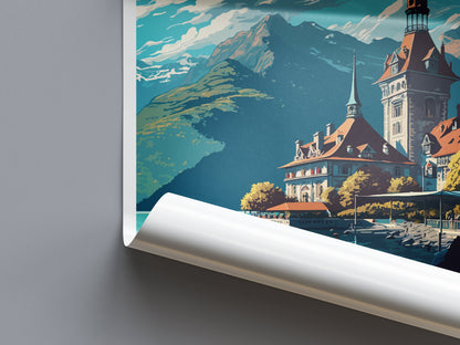 Montreux Travel Print Wall Art Montreux Wall Hanging Home Décor Montreux Gift Art Lovers Switzerland Art Lover Gift Montreux Travel Art
