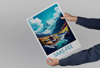 Saas-Fee Travel Print Wall Art Saas-Fee Wall Hanging Home Décor Saas-Fee Gift Art Lovers Switzerland Art Lover Gift Saas-Fee Travel Art