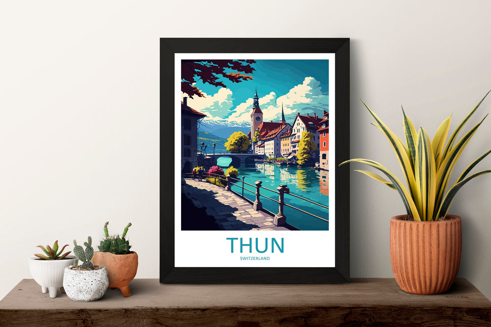 Thun Travel Print Wall Art Thun Wall Hanging Home Décor Thun Gift Art Lovers Switzerland Art Lover Gift Thun Travel Art