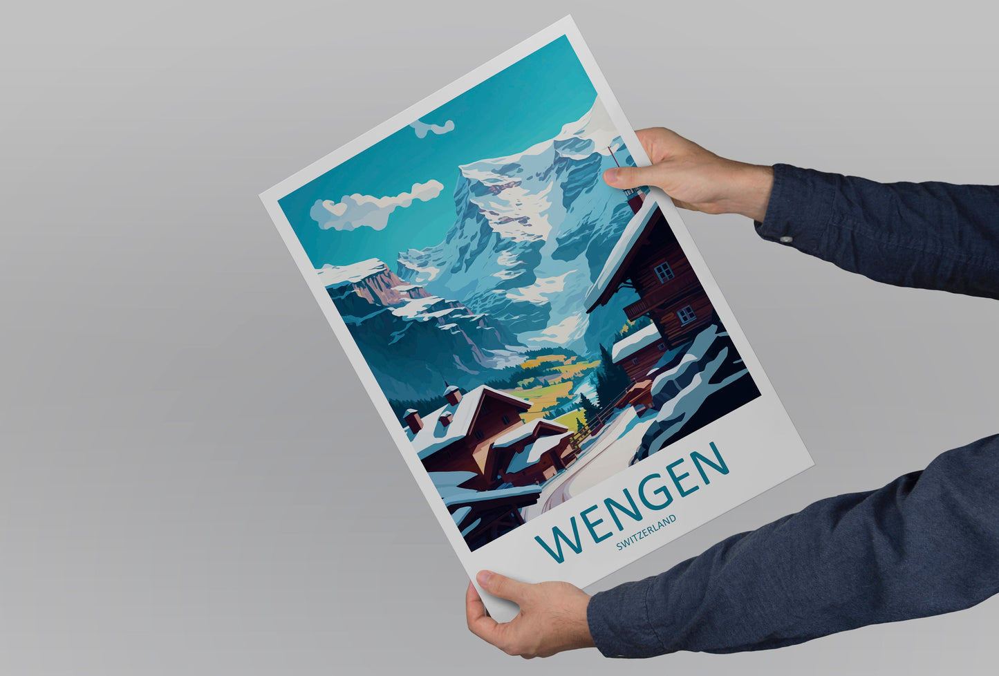 Wengen Travel Print Wall Art Wengen Wall Hanging Home Décor Wengen Gift Art Lovers Switzerland Art Lover Gift Wengen Travel Art
