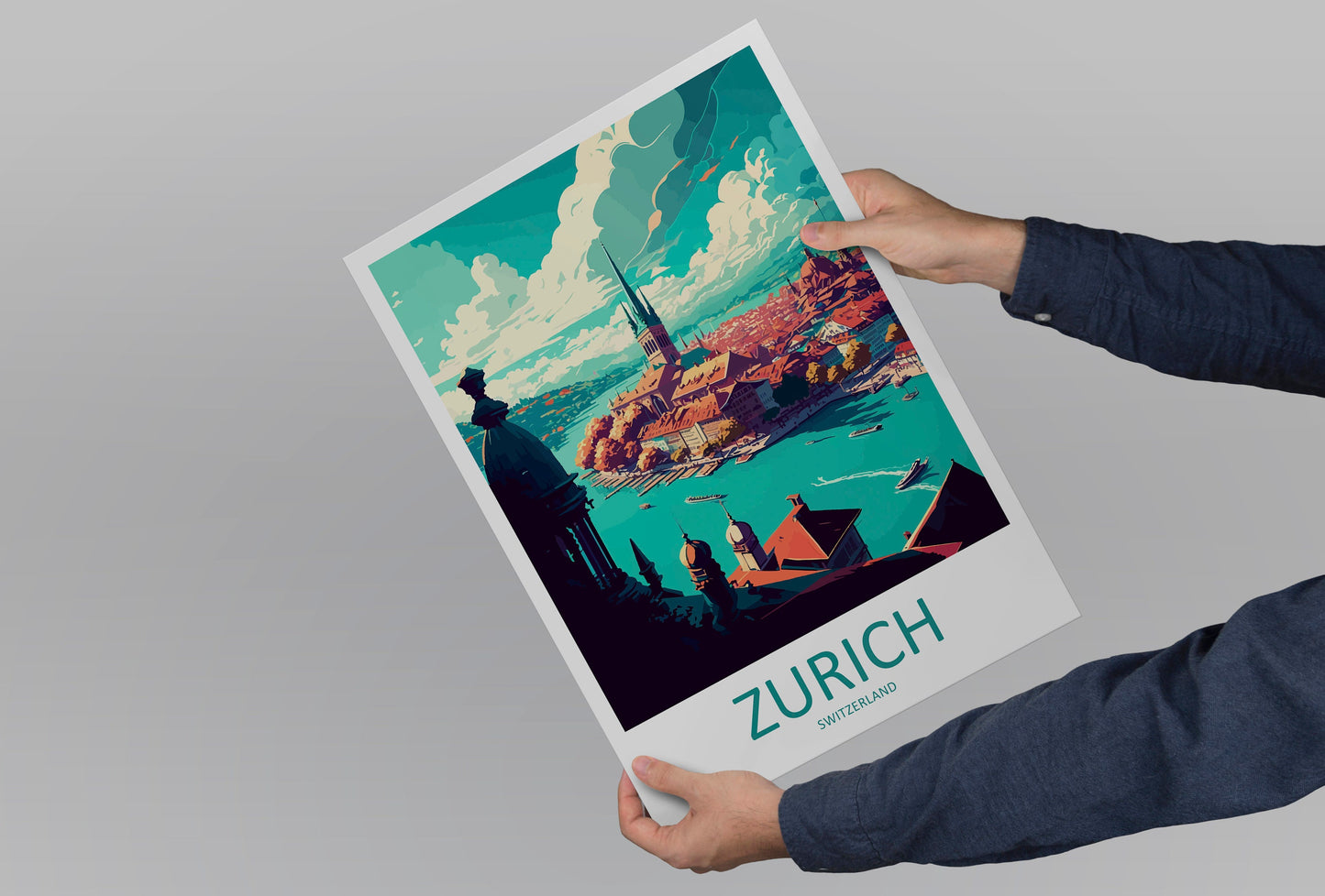 Zurich Travel Print Wall Art Zurich Wall Hanging Home Décor Zurich Gift Art Lovers Switzerland Art Lover Gift Zurich Travel Art
