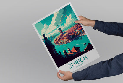 Zurich Travel Print Wall Art Zurich Wall Hanging Home Décor Zurich Gift Art Lovers Switzerland Art Lover Gift Zurich Travel Art