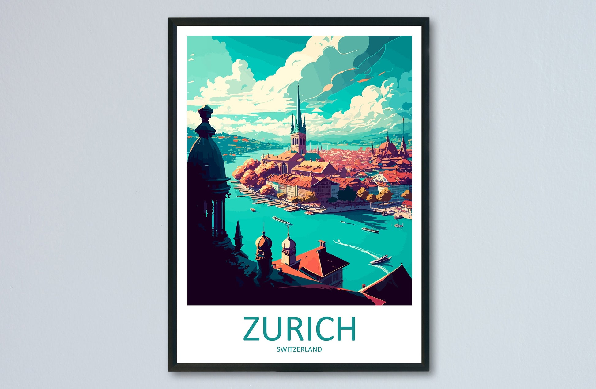 Zurich Travel Print Wall Art Zurich Wall Hanging Home Décor Zurich Gift Art Lovers Switzerland Art Lover Gift Zurich Travel Art