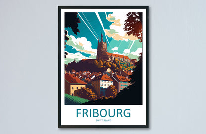 Fribourg Travel Print Wall Art Fribourg Wall Hanging Home Décor Fribourg Gift Art Lovers Switzerland Art Lover Gift Fribourg Travel Art