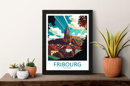Fribourg Travel Print Wall Art Fribourg Wall Hanging Home Décor Fribourg Gift Art Lovers Switzerland Art Lover Gift Fribourg Travel Art