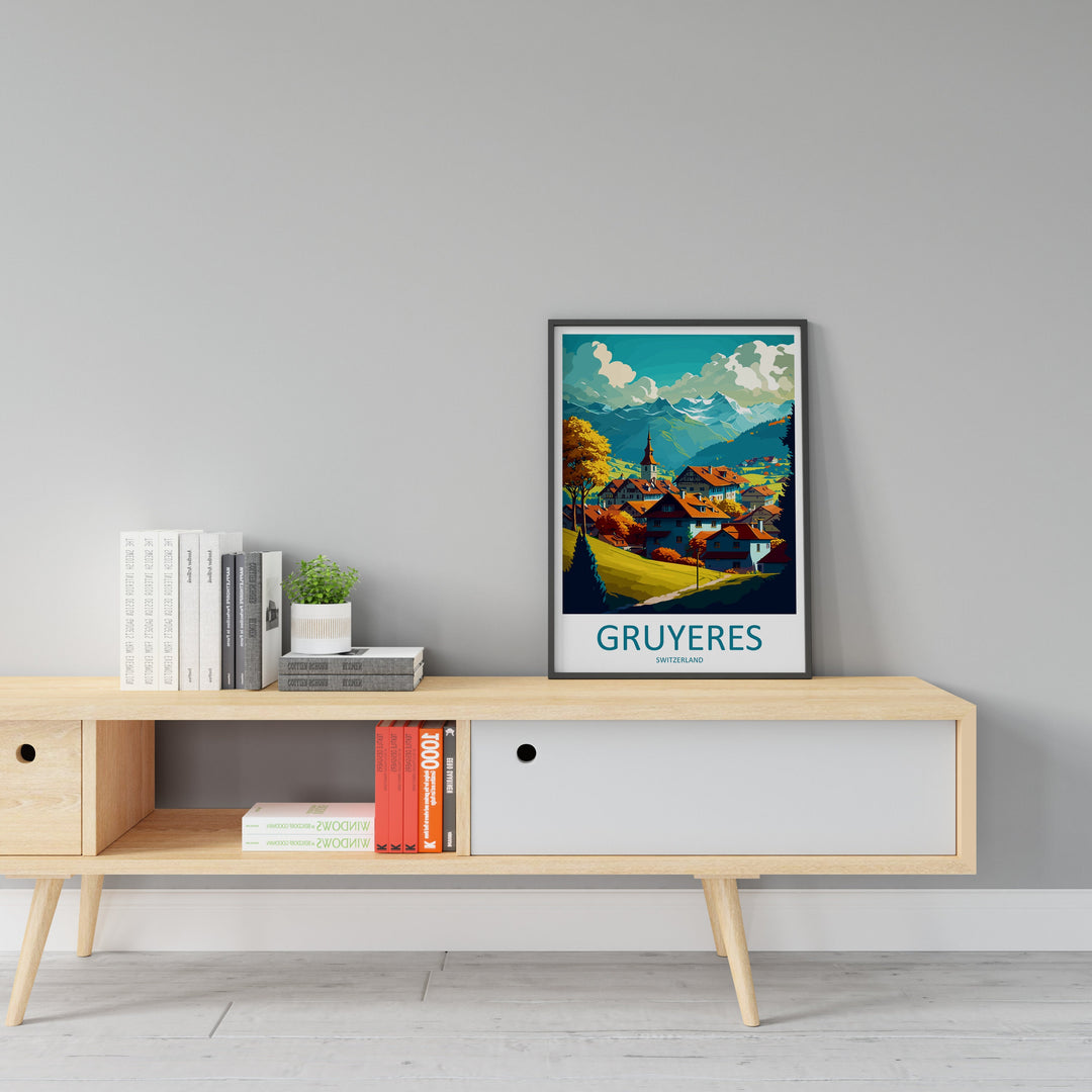 Gruyeres Travel Print Wall Art Gruyeres Wall Hanging Home Décor Gruyeres Gift Art Lovers Switzerland Art Lover Gift Gruyeres Travel Art
