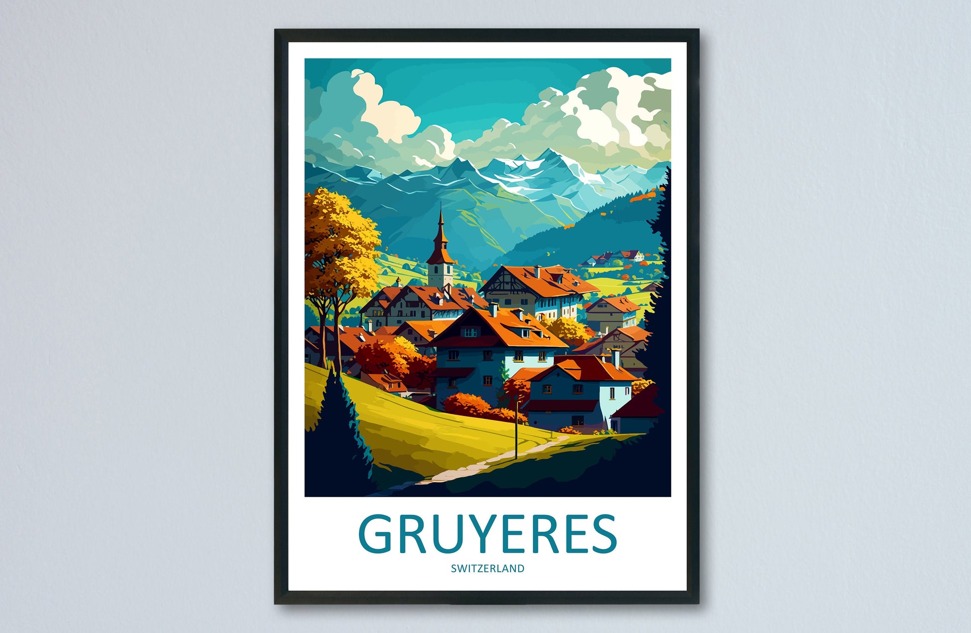 Gruyeres Travel Print Wall Art Gruyeres Wall Hanging Home Décor Gruyeres Gift Art Lovers Switzerland Art Lover Gift Gruyeres Travel Art
