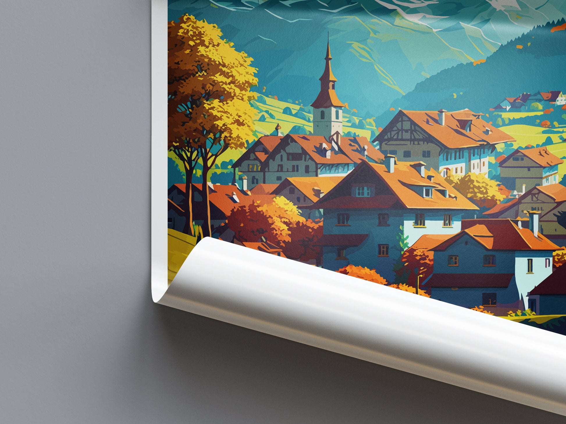 Gruyeres Travel Print Wall Art Gruyeres Wall Hanging Home Décor Gruyeres Gift Art Lovers Switzerland Art Lover Gift Gruyeres Travel Art