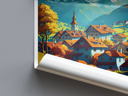 Gruyeres Travel Print Wall Art Gruyeres Wall Hanging Home Décor Gruyeres Gift Art Lovers Switzerland Art Lover Gift Gruyeres Travel Art