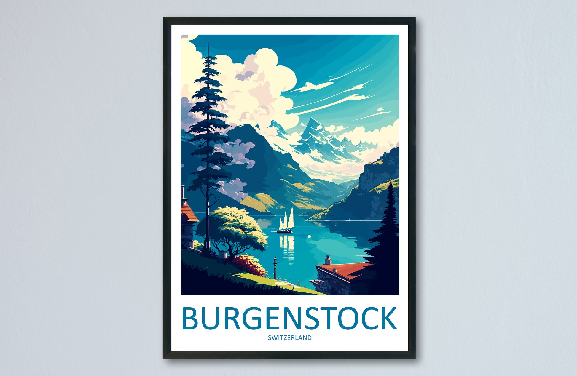 Burgenstock Travel Print Wall Art Burgenstock Wall Hanging Home Décor Burgenstock Gift Art Lovers Switzerland Art Lover Gift Burgenstock